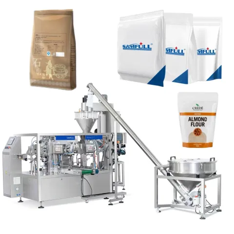 Self Raising Flour Premade Pouch Doypack Rotary Powder Packing Machine Auger Dosing System