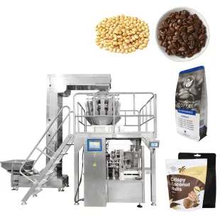 Doypack Premade Pouch Packing Machine, Rotary Granule Packing System, For Coffee Beans, Soybeans, Peas And Other Granular Products, Automatic Premade Pouch Packaging Solution