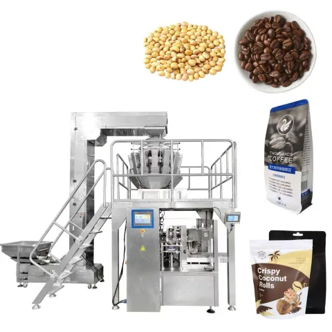 Doypack Premade Pouch Packing Machine, Rotary Granule Packing System, For Coffee Beans, Soybeans, Peas And Other Granular Products, Automatic Premade Pouch Packaging Solution