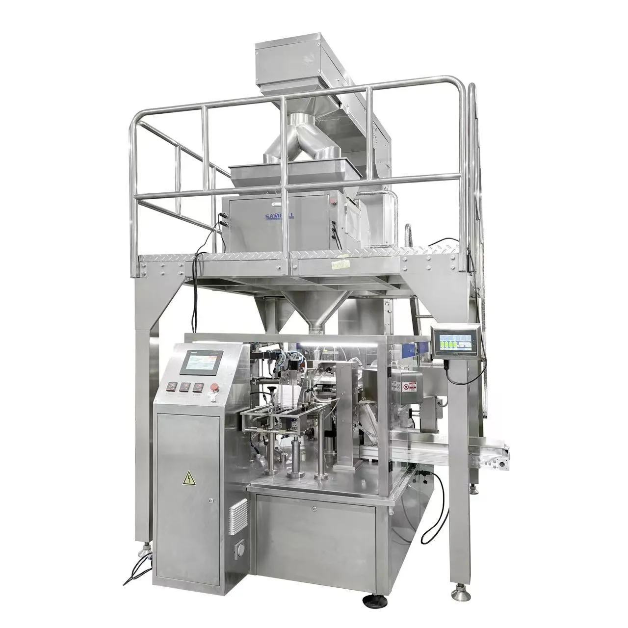 Finished doypack bags after filling and sealing