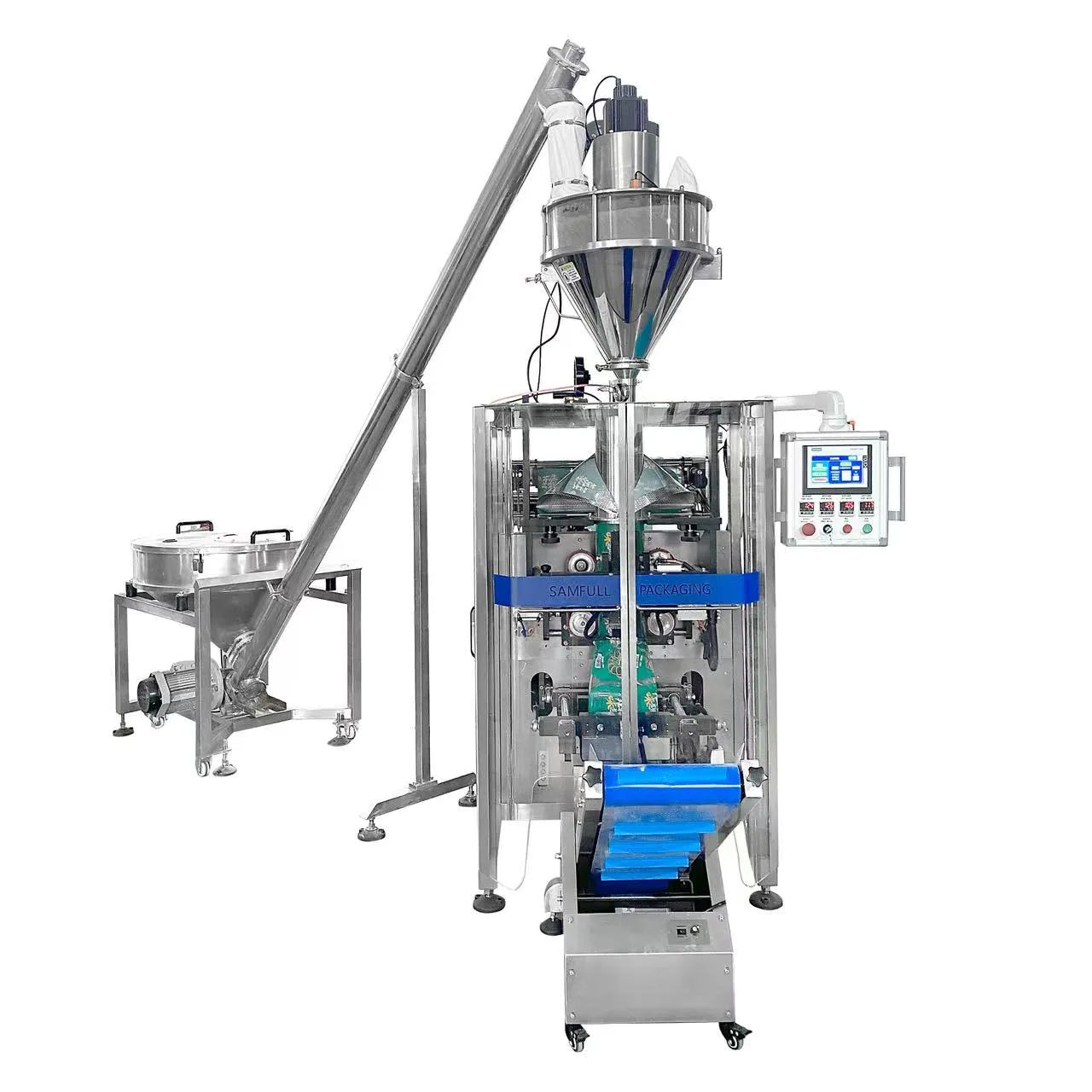 finished powder pouches packed by automatic vffs powder machine