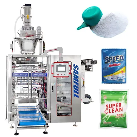 Laundry Detergent Powder Multi-Lane Packaging, Multi-Lane Powder Sachet Packing, Detergent Powder Sachet Packaging Equipment