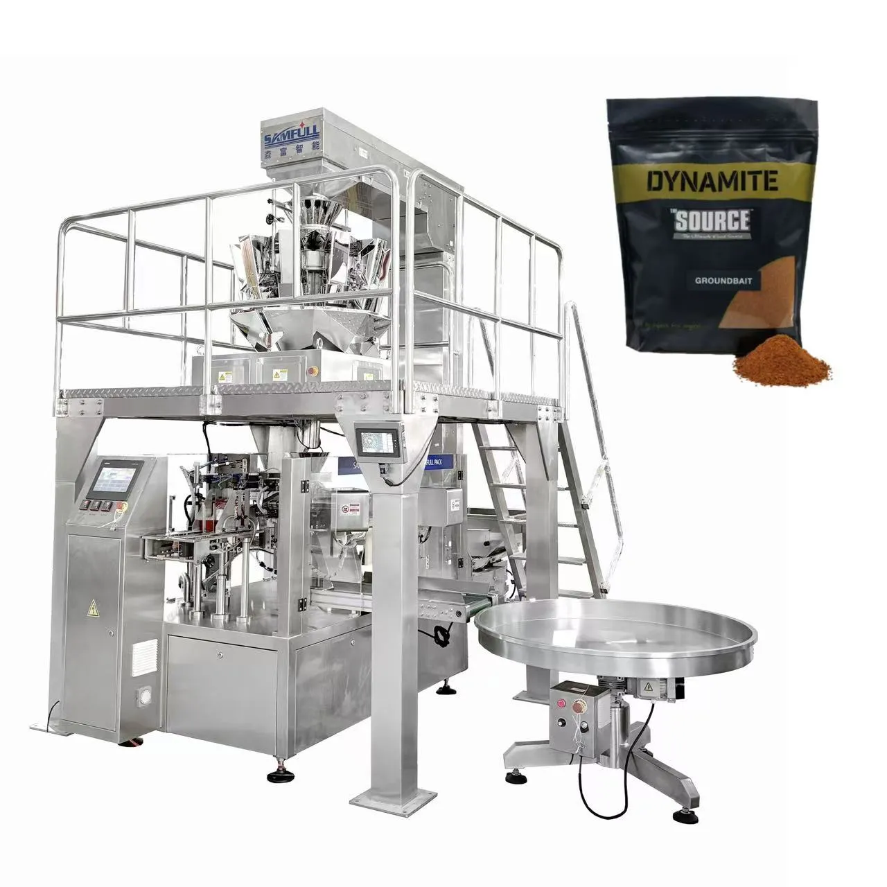 Premade Pouch Rotary Doypack Packaging Machine For Fishing Groundbait Powder & Coarse