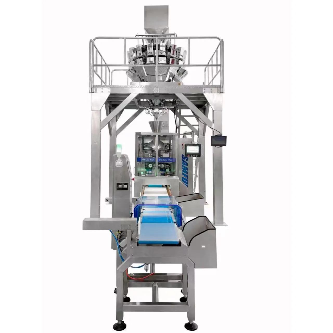 Snack food packaging line for seeds, peanuts, and nuts processing