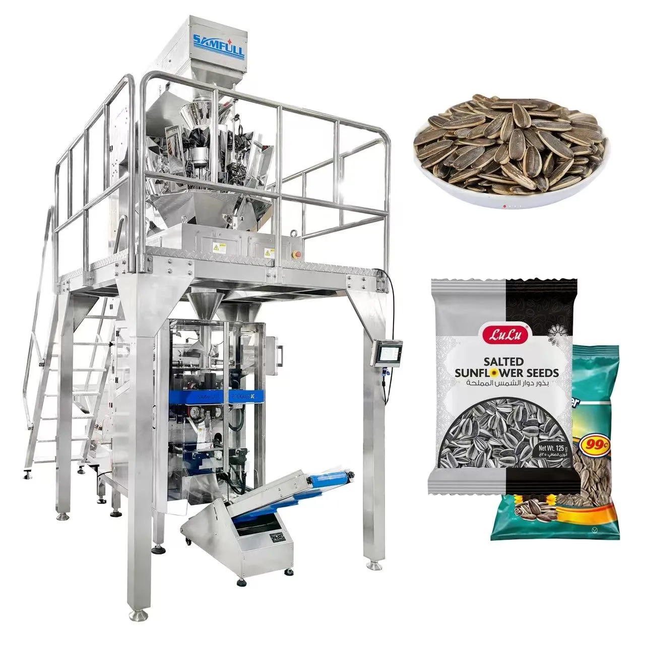 Industrial snack packaging machine for sunflower seeds