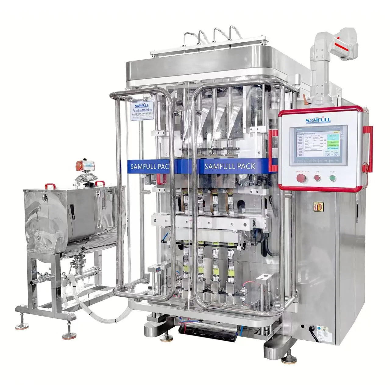 High-speed multi-lane packaging system for liquid and gel