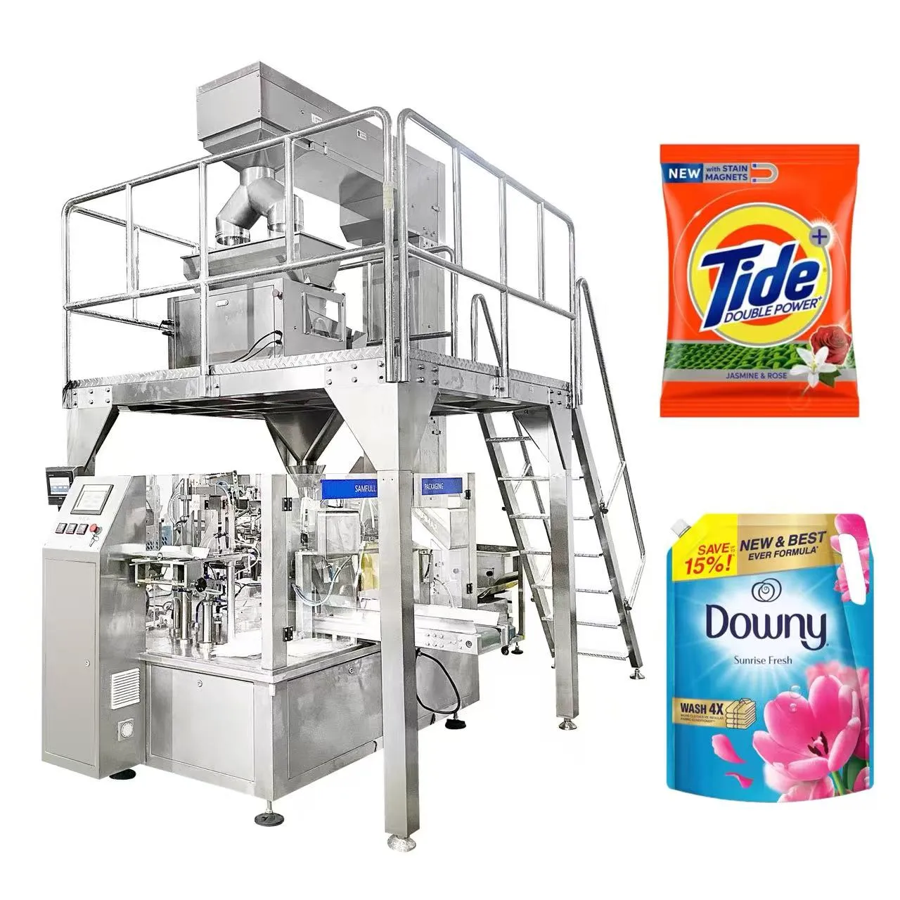 Automatic detergent powder pouch packaging system